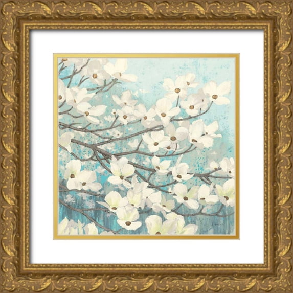 Wiens, James 15x15 Gold Ornate Wood Framed with Double Matting Museum Art Print Titled - Dogwood Blossoms II