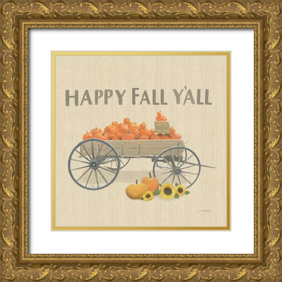 Wiens, James 15x15 Gold Ornate Wood Framed with Double Matting Museum Art Print Titled - Heartland Harvest Moments IV Happy Fall