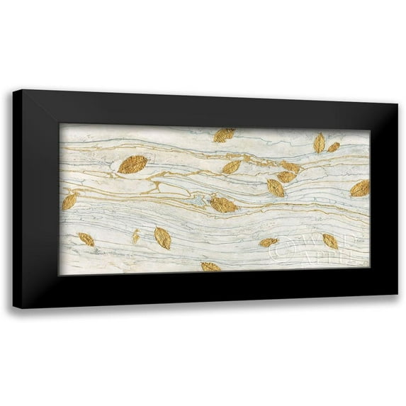 Wiens, James 18x11 Black Modern Framed Museum Art Print Titled - Golden Fossil Leaves