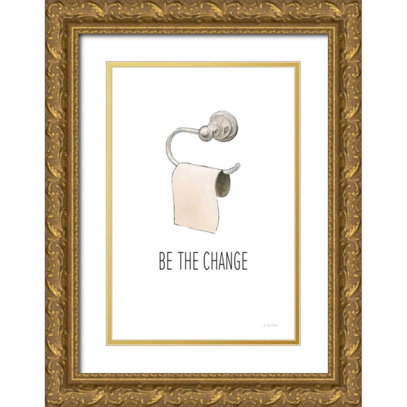 Wiens, James 23x32 Gold Ornate Wood Framed with Double Matting Museum Art Print Titled - Be the Change Navy
