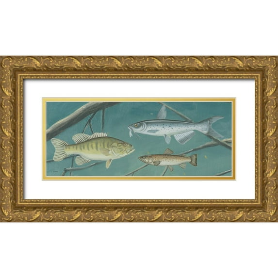 Wiens, James 24x12 Gold Ornate Wood Framed with Double Matting Museum Art Print Titled - Fresh Catch III