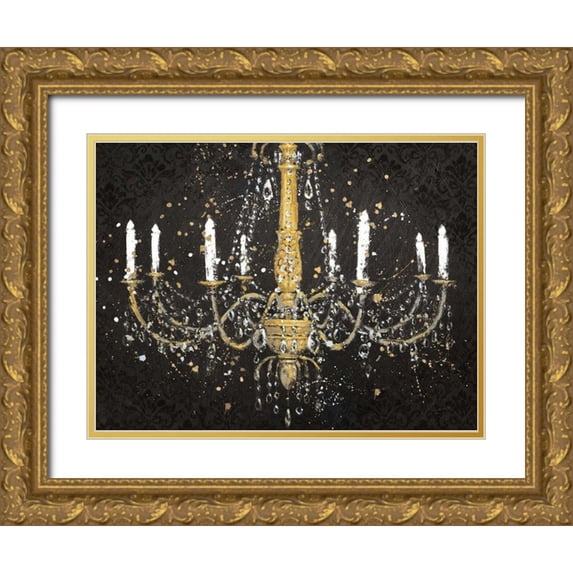 Wiens, James 24x19 Gold Ornate Wood Framed with Double Matting Museum Art Print Titled - Grand Chandelier Black I
