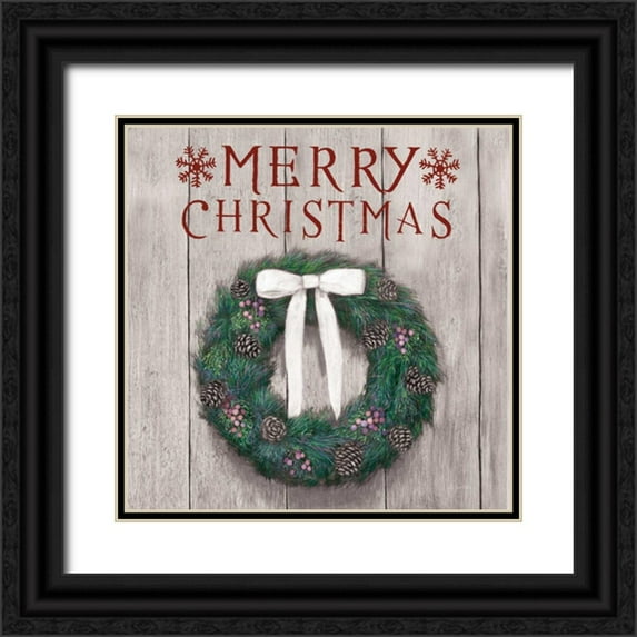 Wiens, James 26x26 Black Ornate Wood Framed with Double Matting Museum Art Print Titled - Christmas Affinity VII on Gray Wood