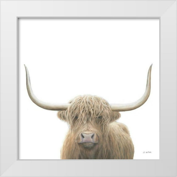 Wiens, James 26x26 White Modern Wood Framed Museum Art Print Titled - Highland Cow Sepia Sq
