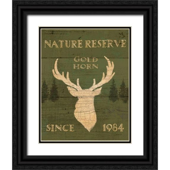 Wiens, James 26x32 Black Ornate Wood Framed with Double Matting Museum Art Print Titled - Lodge Signs IX Green