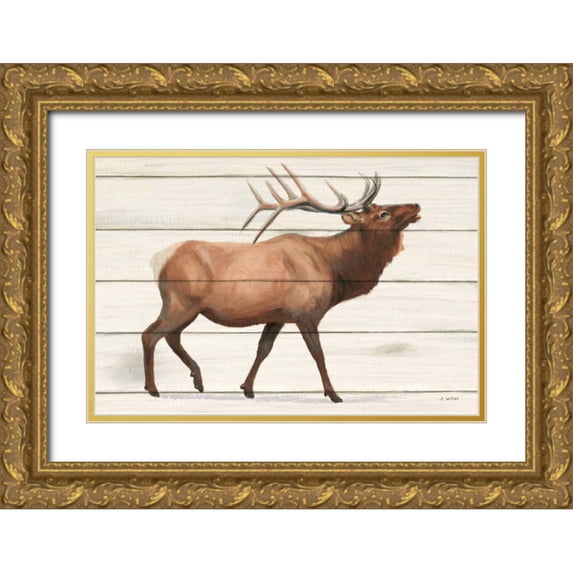 Wiens, James 32x23 Gold Ornate Wood Framed with Double Matting Museum Art Print Titled - Northern Wild III on Wood