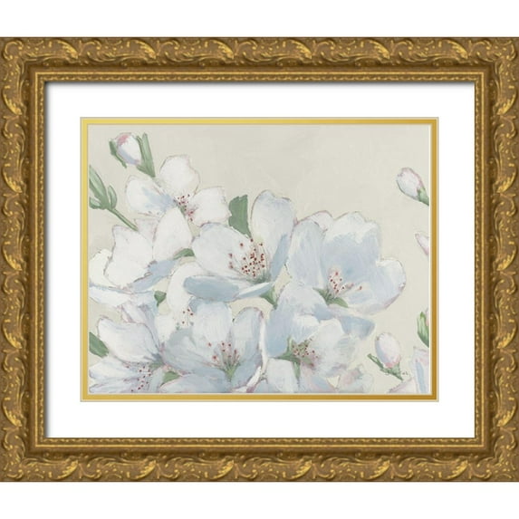 Wiens, James 32x26 Gold Ornate Wood Framed with Double Matting Museum Art Print Titled - Spring Apple Blossoms Neutral