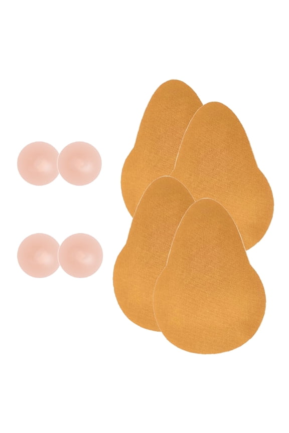 Breast Lift Tape 2-Pack - Invisible Lift for Backless Dresses with 2 Silicone Nipple , Beige A-B Cup