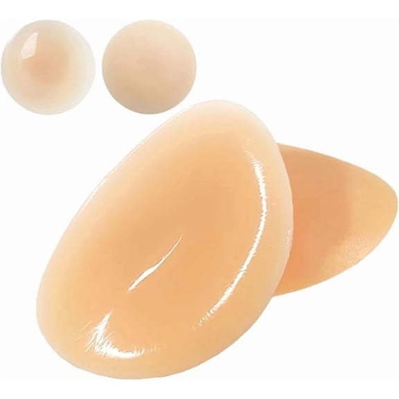 Wieysdoo Sticky Silicone Bra Inserts | Reusable Push-Up Pads for Bikini & Sports Bras, Natural Lift Enhance - Adhesive Comfortable Invisible Support,Light Beige