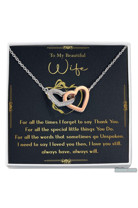 To My Wife Anniversary Romantic Jewelry Present For Wife Necklace, A Meaningful Necklace Perfect For Anniversaries, Birthdays, Valentine V7657, Multi Interlocking Heart Necklace