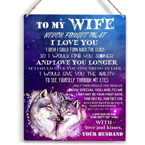 Wife Birthday Gift Ideas Never Forget That I Love You Wooden Hanging Sign Birthdays Gifts Wedding Christmas Gifts for Wife from Husband Gifts Ideas for Anniversary Bedroom Home Decor 8x10 Inch