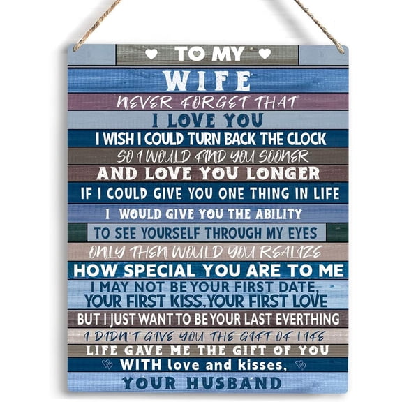 Wife Birthday Gift Ideas To My Wife Gifts Wooden Hanging Sign Birthdays Gifts Wedding Anniversary Christmas Gifts for Wife from Husband Gifts Ideas for Her Bedroom Decor 8x10 Inch