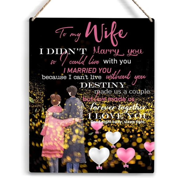 Wife Birthday Gift Ideas to My Wife Gifts Wooden Hanging Sign Birthdays Gifts Wedding Christmas Gifts for Wife from Husband Gifts Ideas for Anniversary Bedroom Home Decor 8x10 Inch