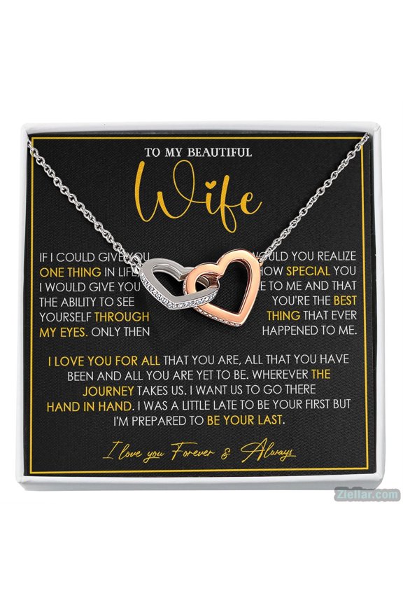 To My Wife Birthday Romantic Valentine Jewelry From Husband Necklace, A Meaningful Necklace Perfect For Anniversaries, Birthdays, Valentine V7738, Multi Interlocking Heart Necklace