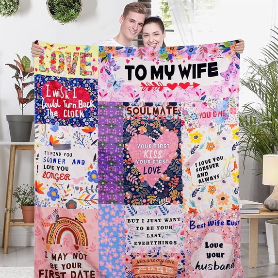 to My Wife Blanket for Her Anniversary Birthday Gift from Husband Romantic Birthday Gifts Ideas for Wife Christmas Wedding Anniversary Valentines Day Throw Blanket 50" x 60"