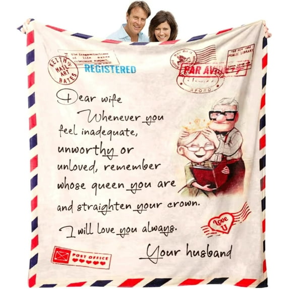 Wife Blanket Gifts for Wife on Mothers Day to My Wife 50" X 60" Soft Throw Blanket Christmas Birthday Present for Wife from Husband Romantic Gifts for Her