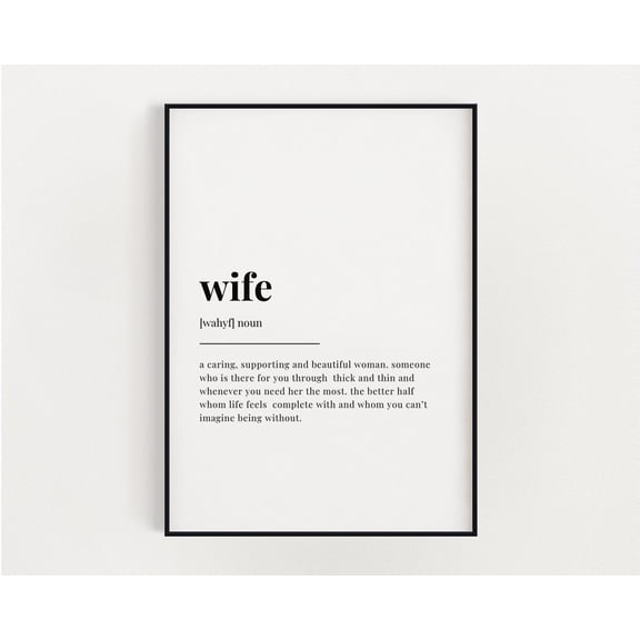 Wife Definition Meaning, Wall Art, Wife Gift,, Home Decor, Wife, Home Decor #3592, Stretched Canvas Size 8x12