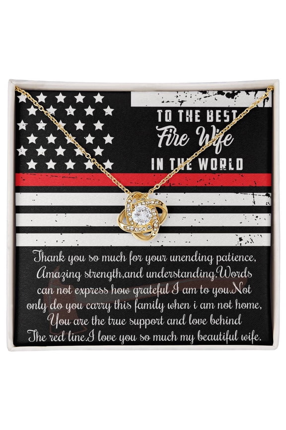 Wife Of Firefighter Necklace: Fire Wife, Fireman'S Wife, Firefighter'S Spouse Beautiful Necklace, A Meaningful Necklace Perfect For Anniversaries, Birthdays, Valentine, White Love Knot Necklace