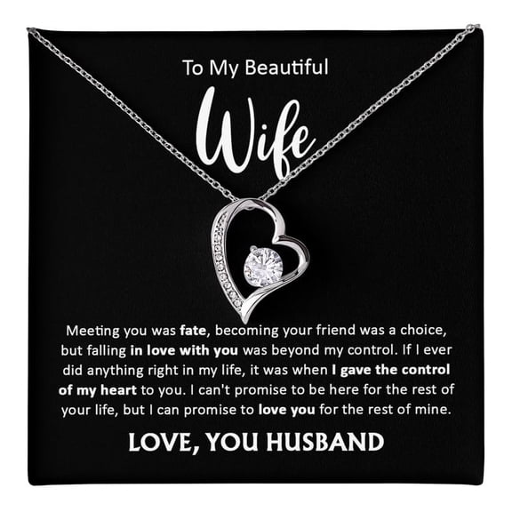 To My Wife - Forever Love Necklace, Wife From Husband, To My Soulmate, Girlfriend, Es And Message Card Romantic On, Birthday, Valentine#14 #1852, Gold Forever Love Necklace