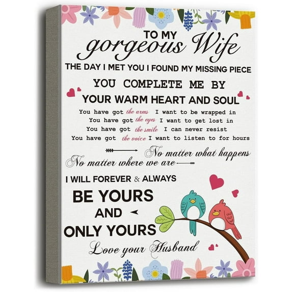 Wife Gift, Canvas Poster Wall Art Hanging Decor Print, Romantic Gift for Wife from Husband, Canvas Poem Prints for Wife on Valentines Anniversary, I will Forever & Always Be Yours and Only Yours