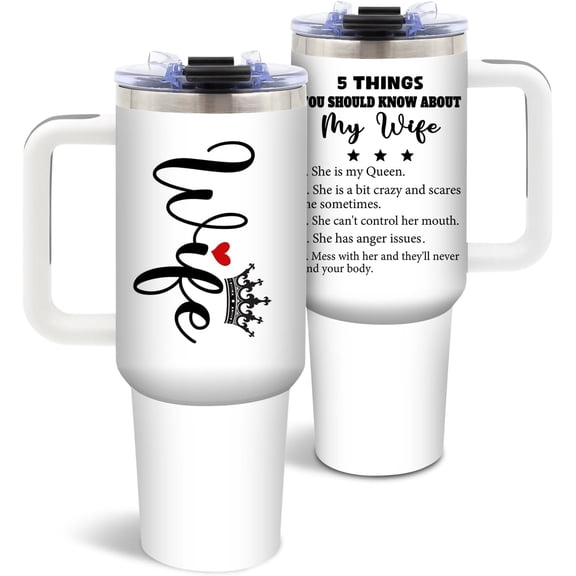 Wife Gift for Mothers Day, Wife Tumbler 40 Oz, Funny Stainless Steel Insulated Mug, Birthday Gift for Wife, Humorous Gifts from Husband, Ideal for Special Occasions