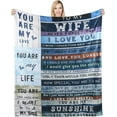thumbnail image 1 of to My Wife Gifts Blanket Anniversary Blanket You are My Life Letter Printed Flannel Blanket Warm Cozy Fuzzy Throw Blanket for Bedding Sofa and Travel 40x50 Inch, 1 of 6
