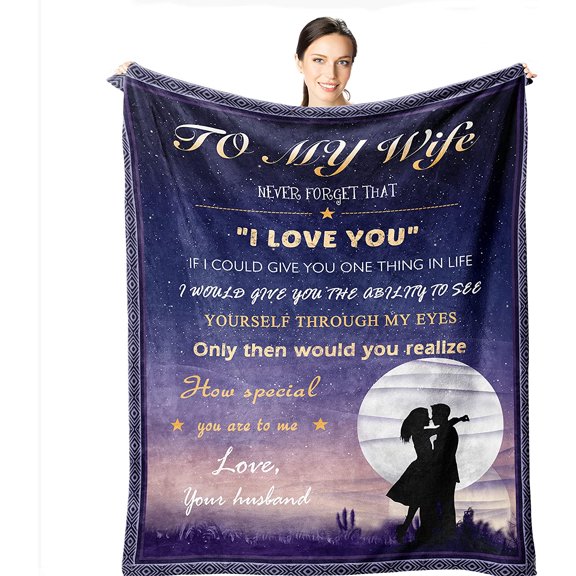 Wife Gifts Blanket - to My Wife Blanke from Husband - Gifts for Her Wife - Birthday Gifts for Wife Throw Blankets 60"X50" - Bday Anniversary Wedding Gift Ideas - Romantic Presents for Her