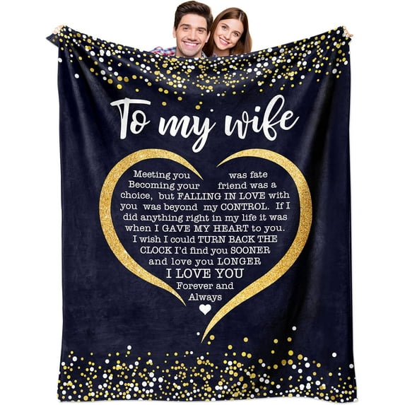 Wife Gifts from Husband, Wedding Anniversary Romantic Gifts for Her, Best Wife Gifts, Wife Birthday Gift Ideas, Presents for Wife, to My Wife Gift Throw Blanket 60"X 50"