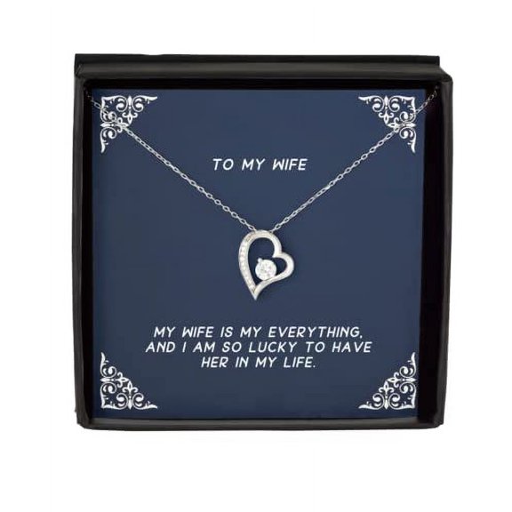 Wife Gifts for Wife, My Wife is My Everything, and I am so Lucky to Have, Cool Wife Solitaire Crystal Necklace, from Husband, Gift Ideas for Husband, Best Gifts for Husband, Unique Gifts for Husband,
