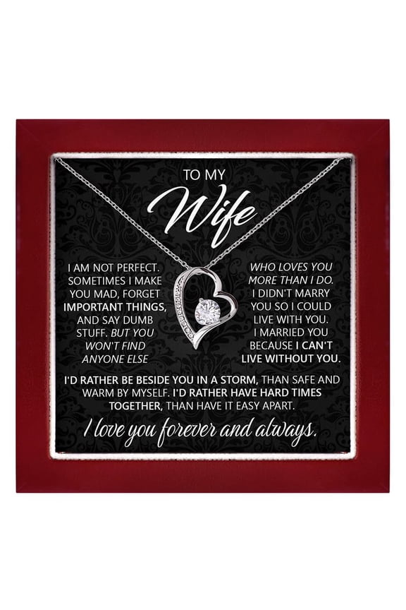 To My Wife Heart Necklace From Husband - Forever Love Necklace For Women With Box - Sentimental Birthday Anniversary Valentine'S Day Her #8 #1759, White Forever Love Necklace