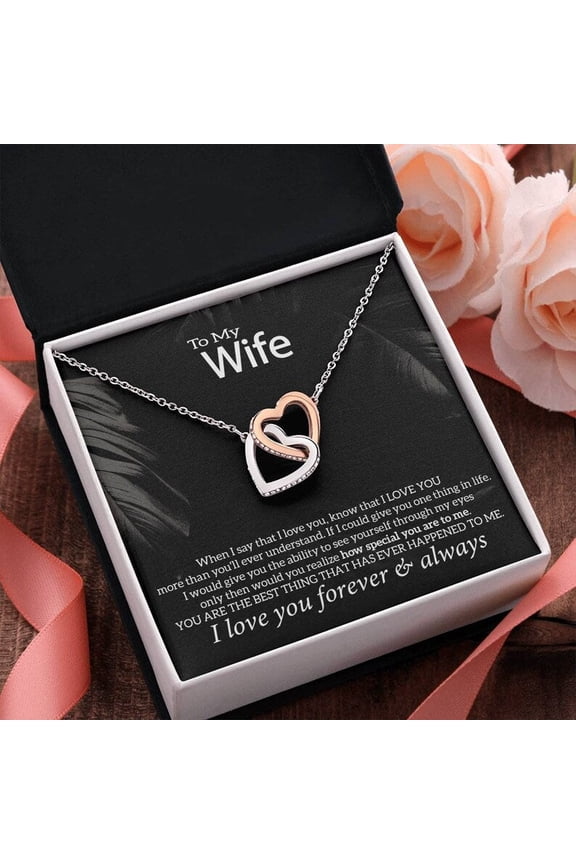 Wife Heart Necklace for Our Anniversary Birthday Wife, Multi Interlocking Heart Necklace