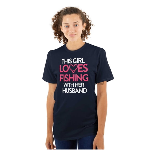 Wife Husband Loves Fishing Cute Girly Women's Plus Size Graphic Tee Brisco Brands 3X