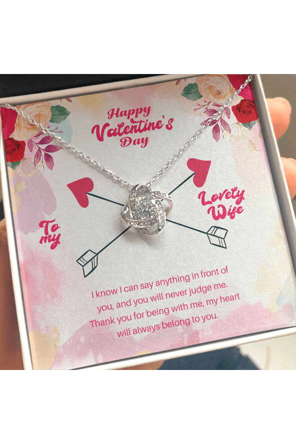 Wife - I Know I Can Say - Love Knot Necklace Message Card