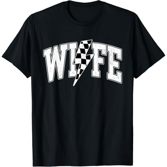 Wife Lightning Bolt Racing Checkered Mother's Day Varsity T-Shirt