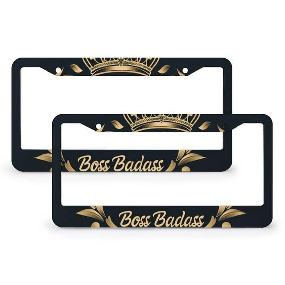 Wife Mom Boss Badass Funny Sarcastic Mother's Day License Plate Frames 2 Pieces Boss Lady Gifts for Women License Plate Cover Front Plates Frames Car Tag Frame Aluminum License Plate Cover