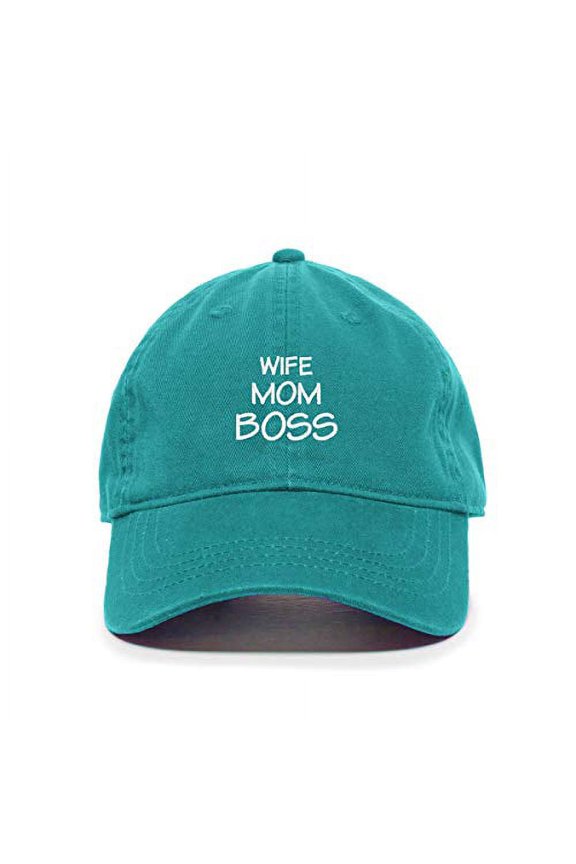 Wife Mom Boss Baseball Cap Embroidered Cotton Adjustable Dad Hat Teal