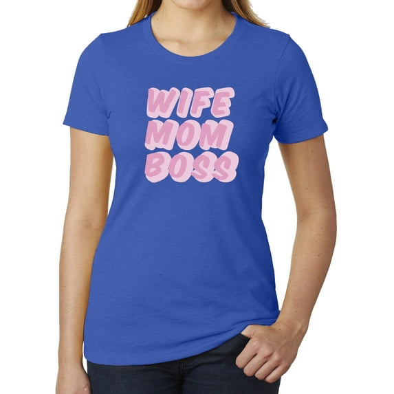 Wife, Mom, Boss Graphic Tee Ladies Funny T-shirts, Cute mom shirts - Royal MH200WMOM S8 M