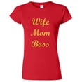 thumbnail image 1 of Wife Mom Boss T-Shirt Gold Print Lady Tee Family Mother Gift Color Red 2X-Large, 1 of 2