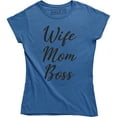 thumbnail image 1 of Wife Mom Boss Women's Mother's Day Family Queen Parent Slogan T-Shirt, 1 of 4