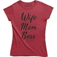 thumbnail image 1 of Wife Mom Boss Women's Mother's Day Family Queen Parent Slogan T-Shirt, 1 of 4