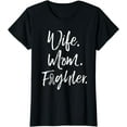 thumbnail image 1 of Wife Mom Fighter T-Shirt NET Cancer Zebra Ribbon Awareness, 1 of 4