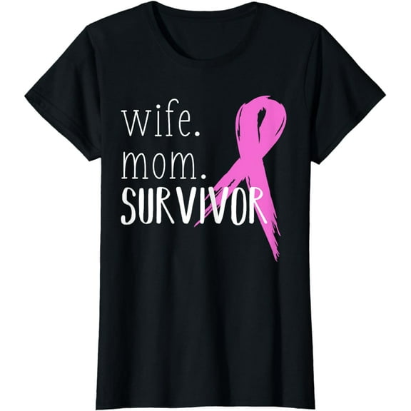 Wife Mom Survivor Design Gift For Breast Cancer Awareness T-Shirt