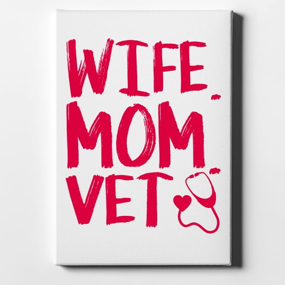 Wife. Mom. Vet. - 11" x 14" - Decorative Canvas Wall Art - White Edge - 5/8" Gallery Wrapped