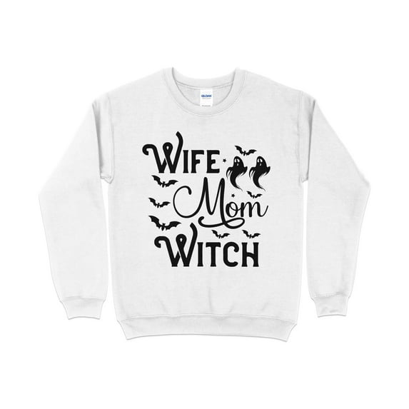 Wife Mom Witch Sweatshirt, Funny Halloween Shirt for Women