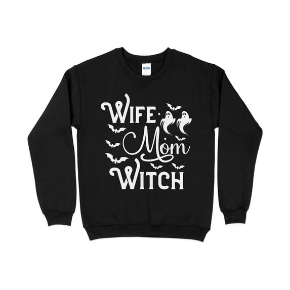 Wife Mom Witch Sweatshirt, Funny Halloween Shirt for Women