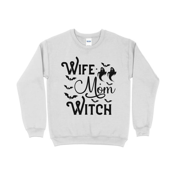 Wife Mom Witch Sweatshirt, Funny Halloween Shirt for Women