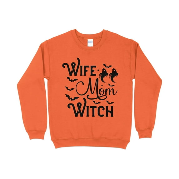 Wife Mom Witch Sweatshirt, Funny Halloween Shirt for Women