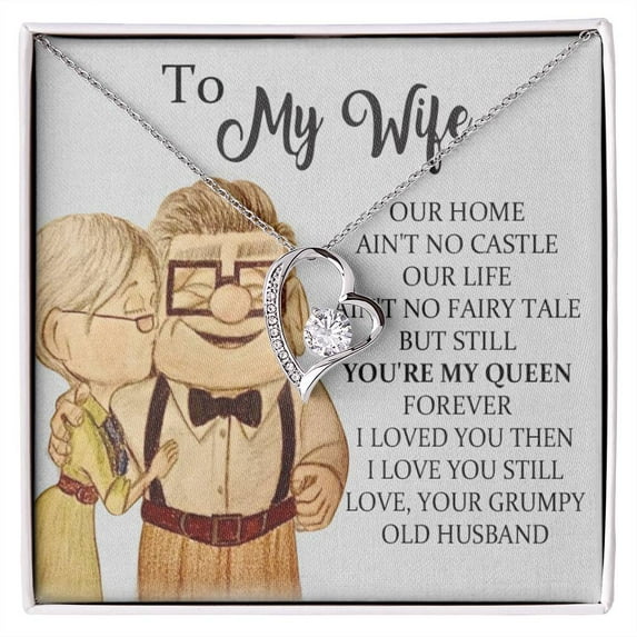 To My Wife - Mother's Day Gift From Husband, Romantic Valentines Gift For Wife, Valentine's Day For Wife, Wife Christmas Gift - Forever Love Necklace - White Gold or Yellow Gold - Gift Box