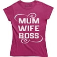thumbnail image 1 of Wife Mum Boss Text Funny Slogan Quote Family Valentine Christmas Women's T-Shirt, 1 of 4