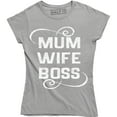 thumbnail image 1 of Wife Mum Boss Text Funny Slogan Quote Family Valentine Christmas Women's T-Shirt, 1 of 4